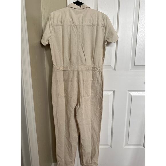 NWT Outerknown Jumpsuit Cotton Linen Blend Natural Beige - Picture 6 of 13